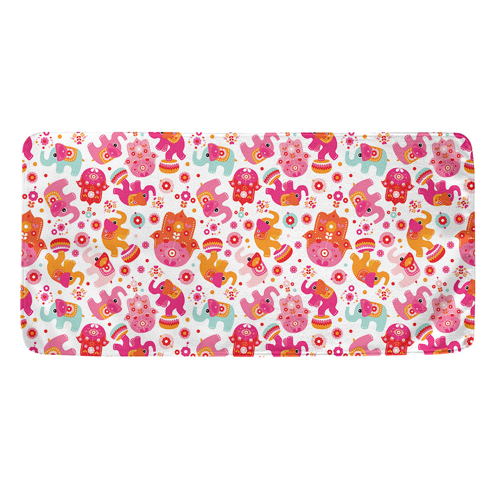 Girly Elephant And Hamsa Pattern Print Towel