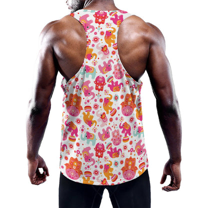 Girly Elephant And Hamsa Pattern Print Training Tank Top
