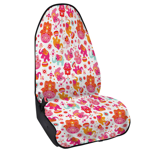 Girly Elephant And Hamsa Pattern Print Waterproof Car Seat Cover