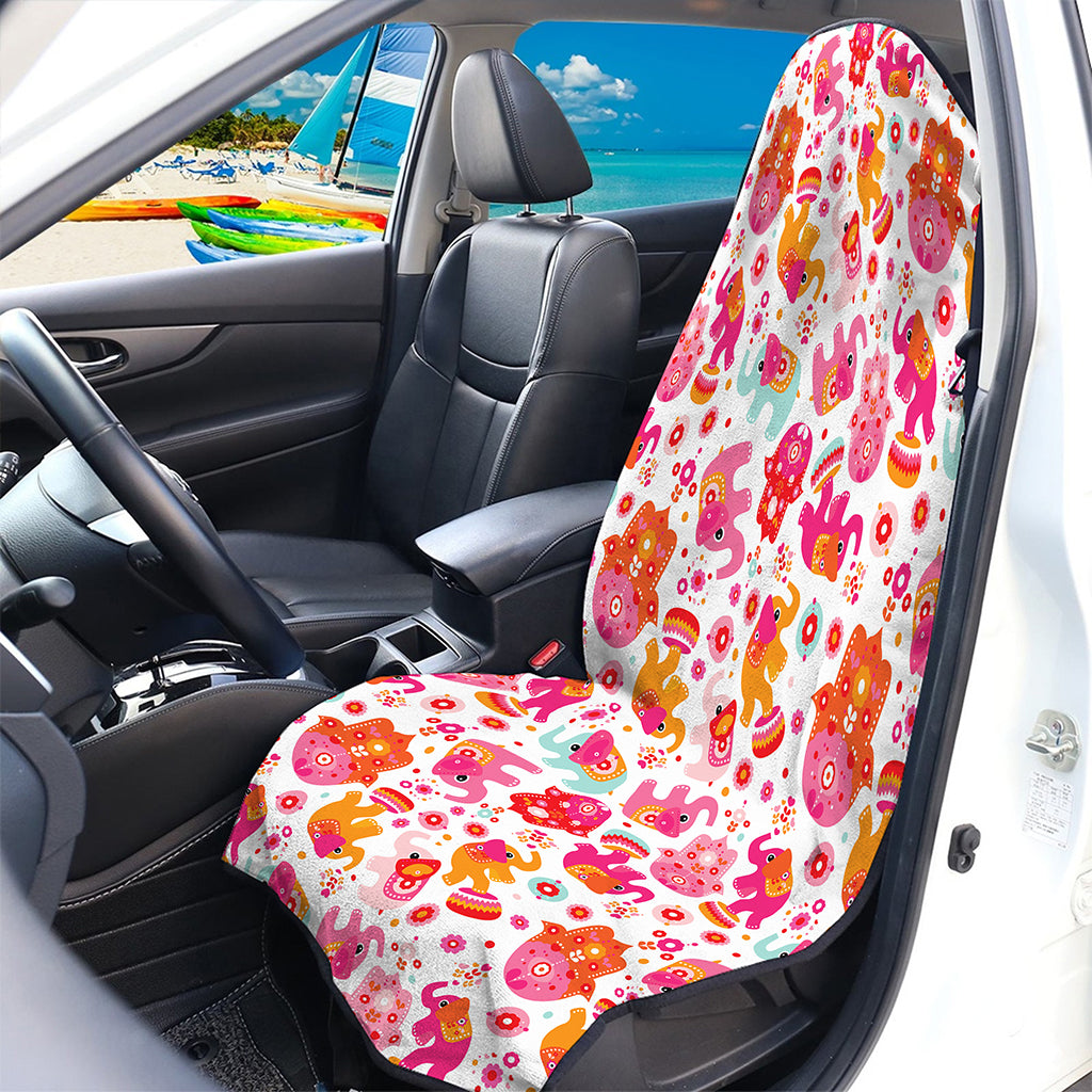 Girly Elephant And Hamsa Pattern Print Waterproof Car Seat Cover
