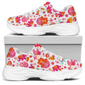 Girly Elephant And Hamsa Pattern Print White Chunky Shoes