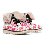 Girly Elephant And Hamsa Pattern Print Winter Boots