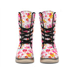 Girly Elephant And Hamsa Pattern Print Winter Boots