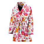 Girly Elephant And Hamsa Pattern Print Women's Bathrobe