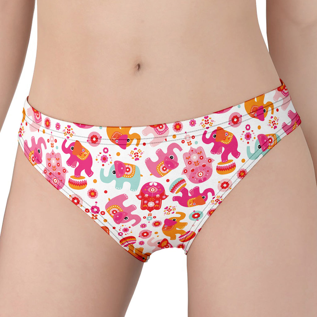 Girly Elephant And Hamsa Pattern Print Women's Panties