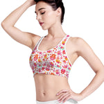 Girly Elephant And Hamsa Pattern Print Women's Sports Bra