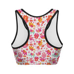 Girly Elephant And Hamsa Pattern Print Women's Sports Bra