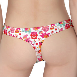 Girly Elephant And Hamsa Pattern Print Women's Thong