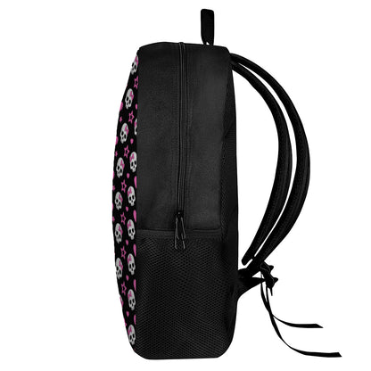 Girly Emo Skull Pattern Print 17 Inch Backpack