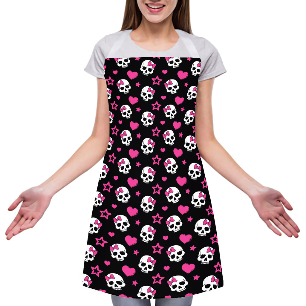 Girly Emo Skull Pattern Print Adjustable Apron
