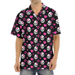 Girly Emo Skull Pattern Print Aloha Shirt