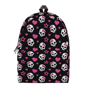 Girly Emo Skull Pattern Print Backpack