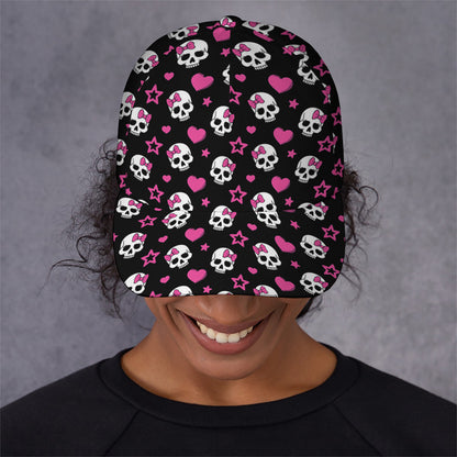 Girly Emo Skull Pattern Print Baseball Cap