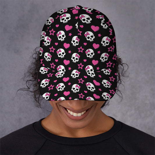 Girly Emo Skull Pattern Print Baseball Cap