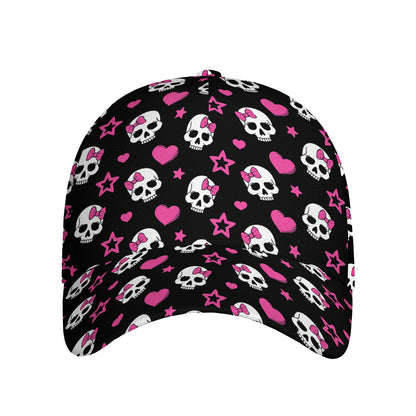 Girly Emo Skull Pattern Print Baseball Cap