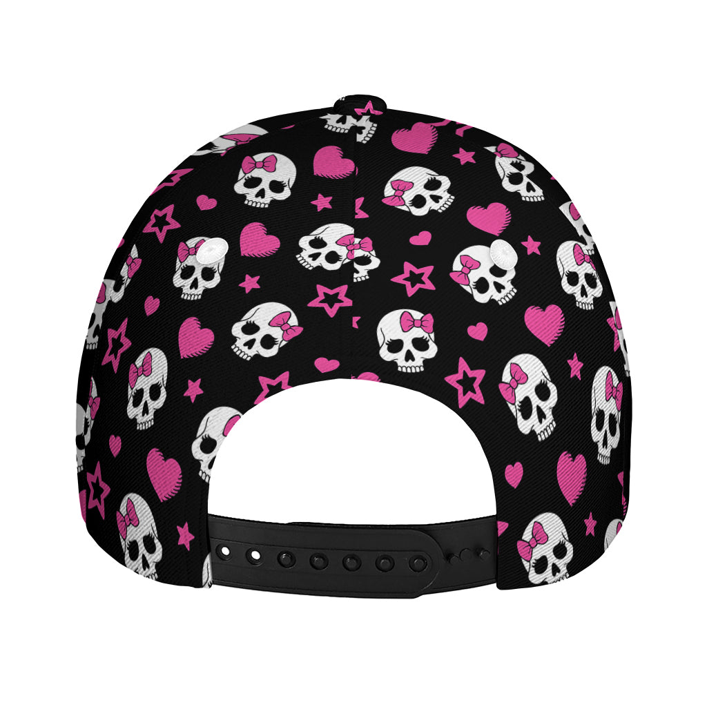 Girly Emo Skull Pattern Print Baseball Cap