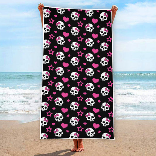 Girly Emo Skull Pattern Print Beach Towel