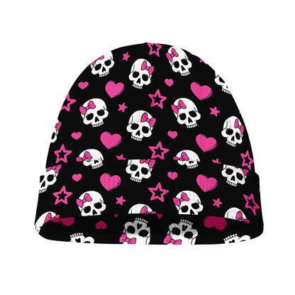 Girly Emo Skull Pattern Print Beanie