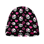 Girly Emo Skull Pattern Print Beanie