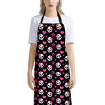 Girly Emo Skull Pattern Print Bib Apron With Pocket