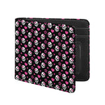 Girly Emo Skull Pattern Print Bifold Wallet