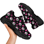 Girly Emo Skull Pattern Print Black Chunky Shoes