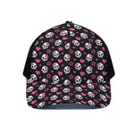 Girly Emo Skull Pattern Print Black Mesh Trucker Cap