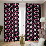 Girly Emo Skull Pattern Print Blackout Pencil Pleat Curtains