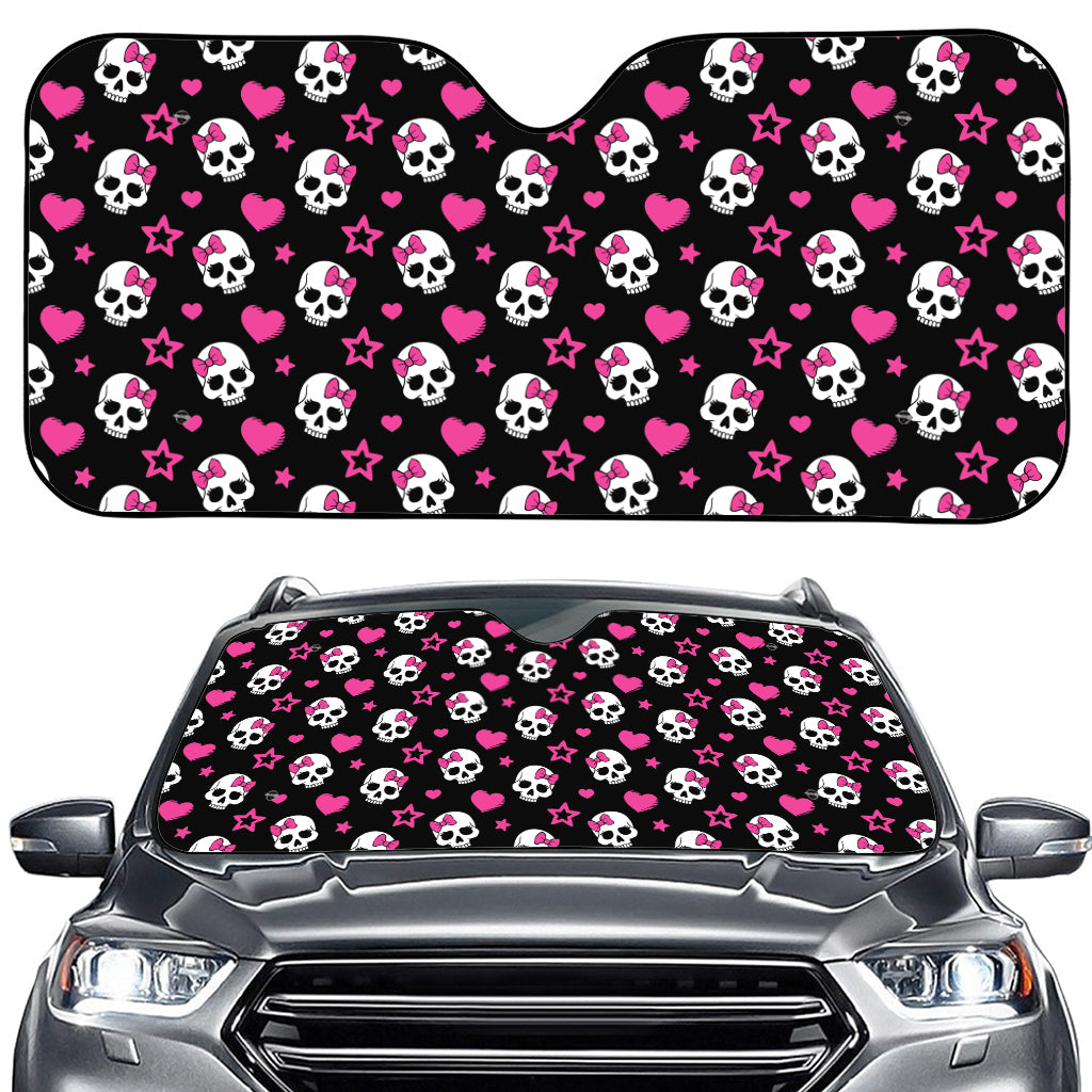 Girly Emo Skull Pattern Print Car Windshield Sun Shade