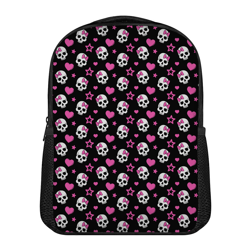 Girly Emo Skull Pattern Print Casual Backpack