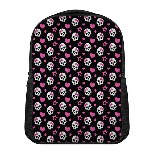 Girly Emo Skull Pattern Print Casual Backpack
