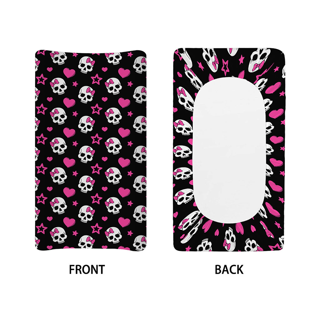 Girly Emo Skull Pattern Print Changing Pad Cover