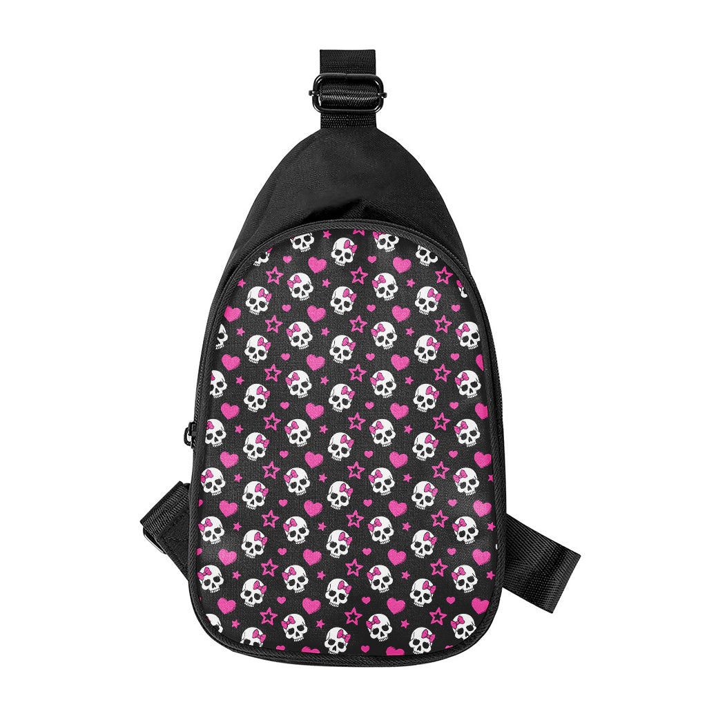 Girly Emo Skull Pattern Print Chest Bag