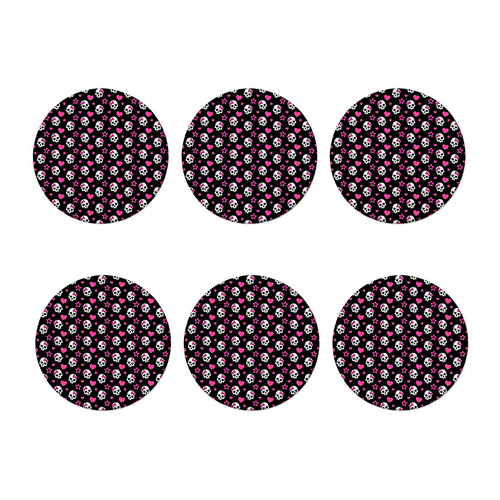 Girly Emo Skull Pattern Print Coaster Set