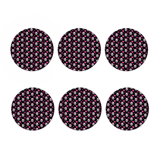 Girly Emo Skull Pattern Print Coaster Set