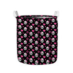 Girly Emo Skull Pattern Print Collapsible Laundry Basket