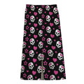 Girly Emo Skull Pattern Print Cotton Front Slit Maxi Skirt