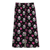 Girly Emo Skull Pattern Print Cotton Front Slit Maxi Skirt