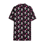 Girly Emo Skull Pattern Print Cotton Hawaiian Shirt