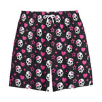 Girly Emo Skull Pattern Print Cotton Shorts