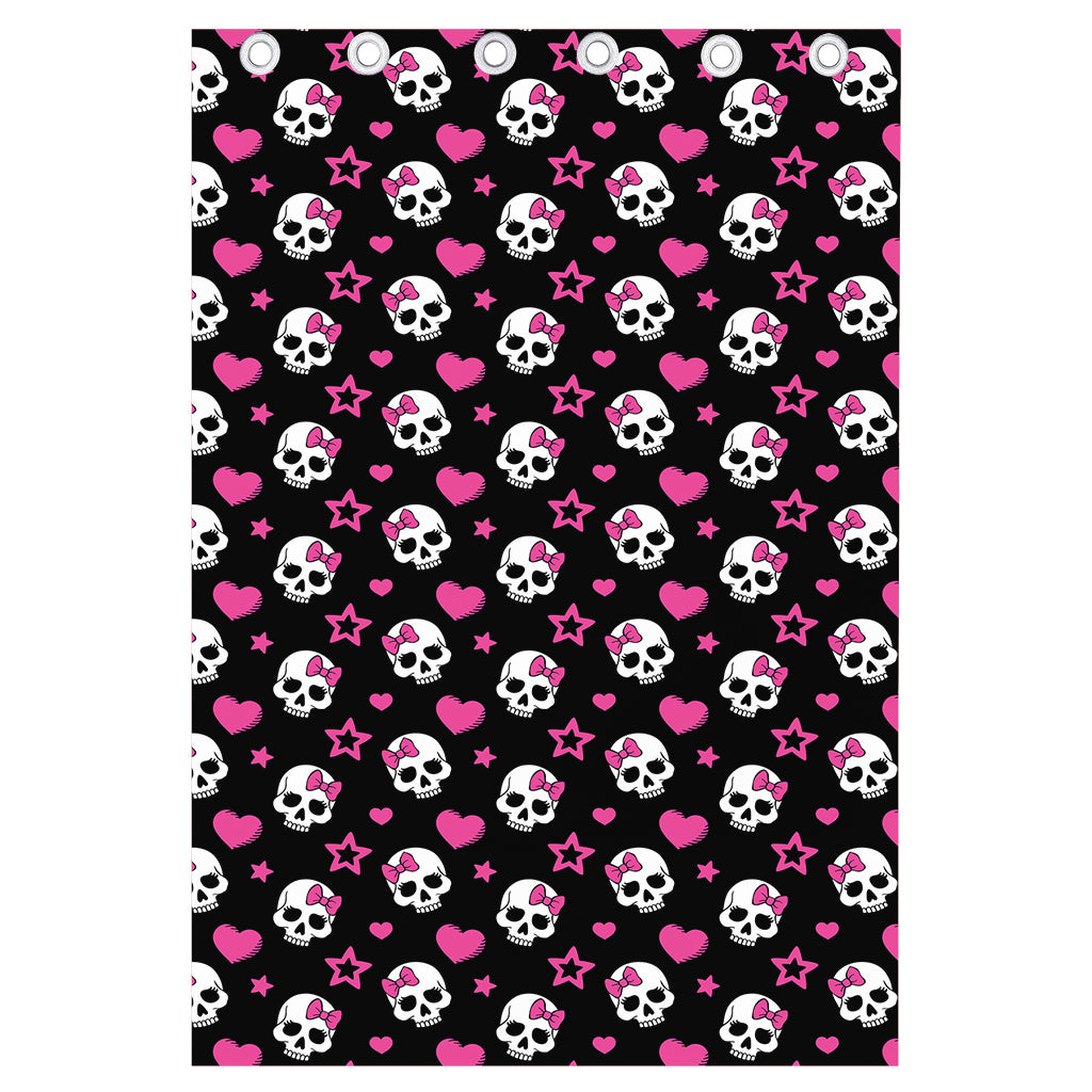 Girly Emo Skull Pattern Print Curtain