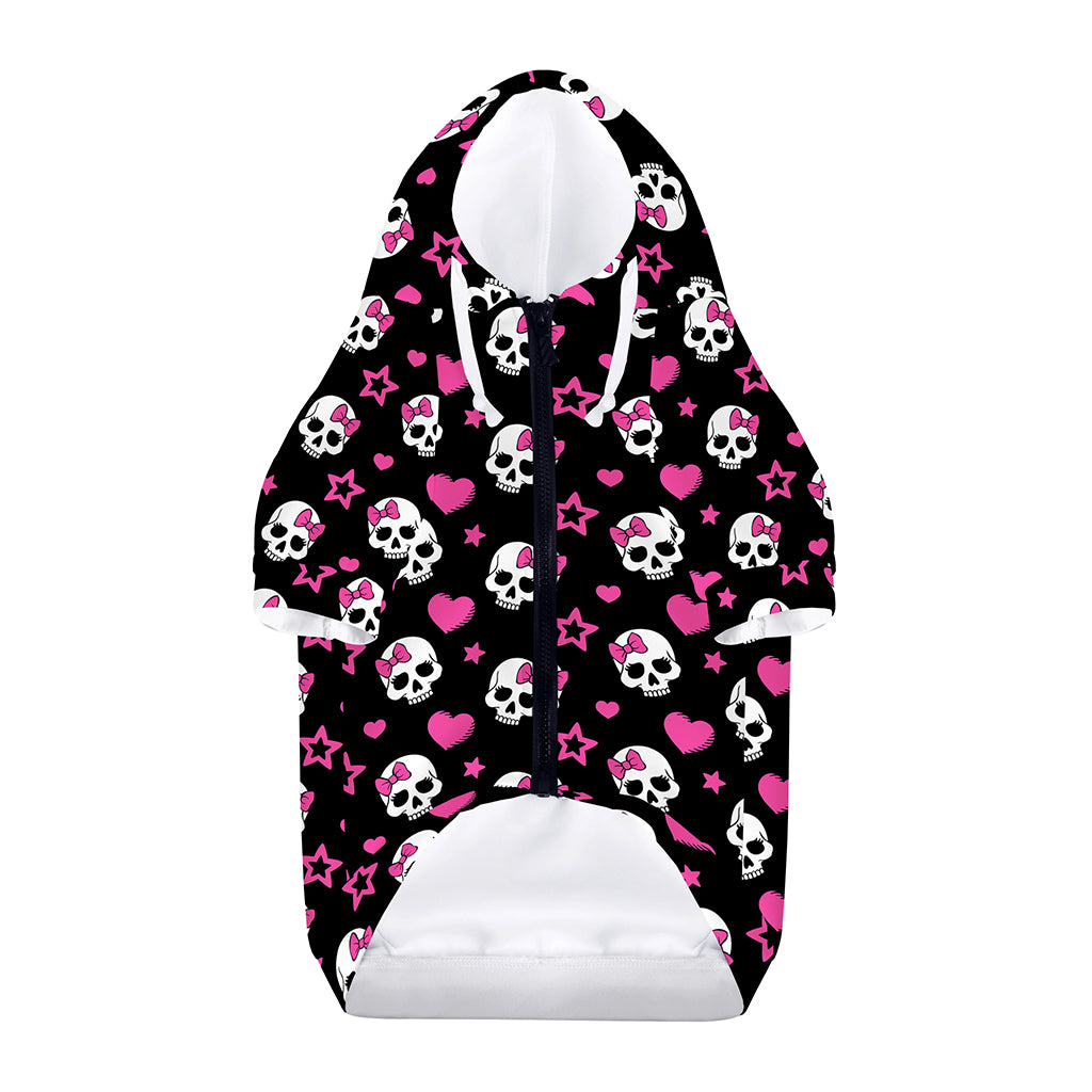 Girly Emo Skull Pattern Print Dog Zip Up Hoodie