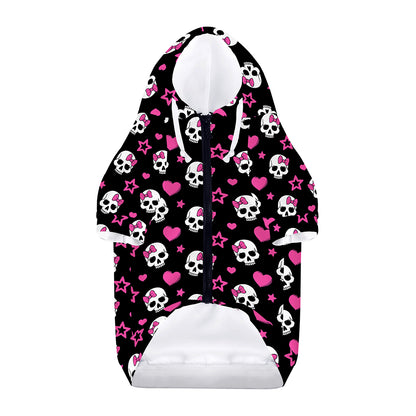 Girly Emo Skull Pattern Print Dog Zip Up Hoodie