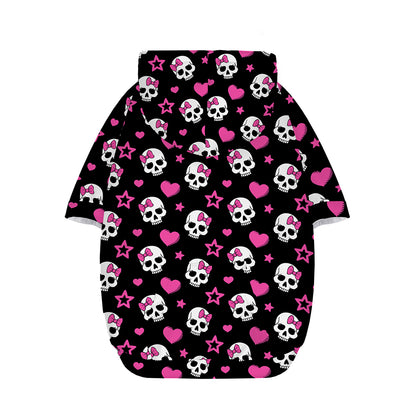 Girly Emo Skull Pattern Print Dog Zip Up Hoodie
