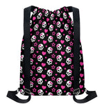 Girly Emo Skull Pattern Print Drawstring Backpack