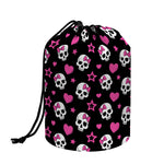 Girly Emo Skull Pattern Print Drawstring Makeup Bag