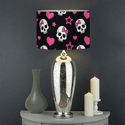Girly Emo Skull Pattern Print Drum Lamp Shade