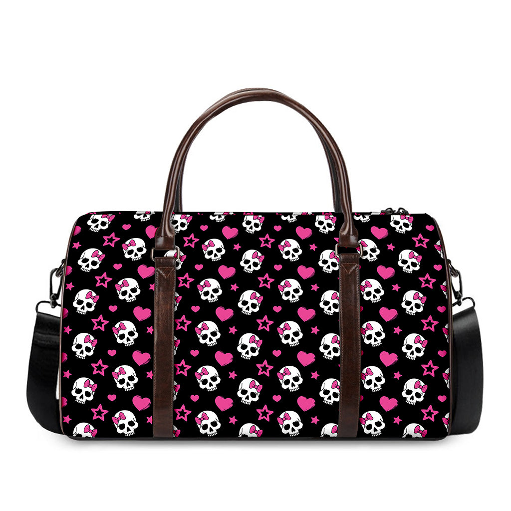 Girly Emo Skull Pattern Print Duffle Bag