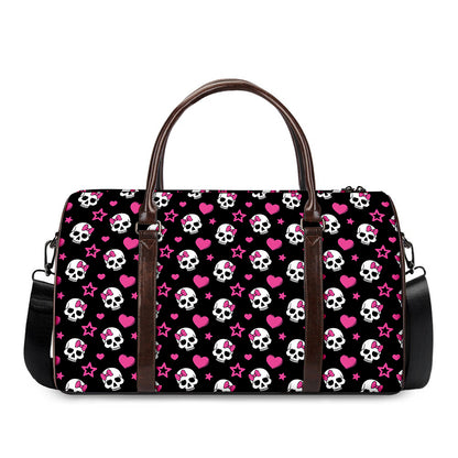 Girly Emo Skull Pattern Print Duffle Bag