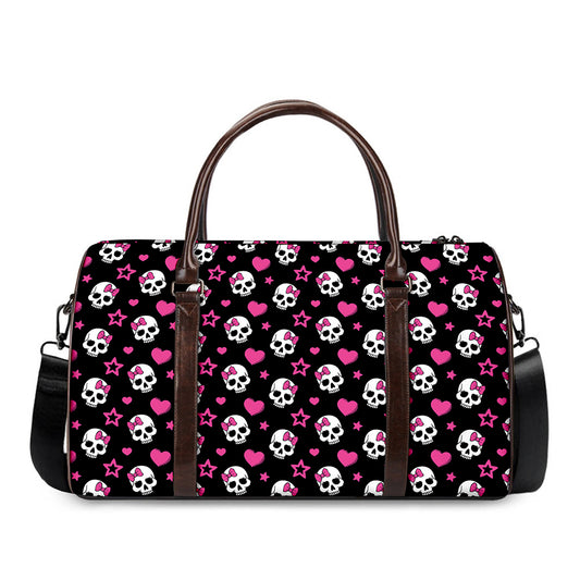 Girly Emo Skull Pattern Print Duffle Bag